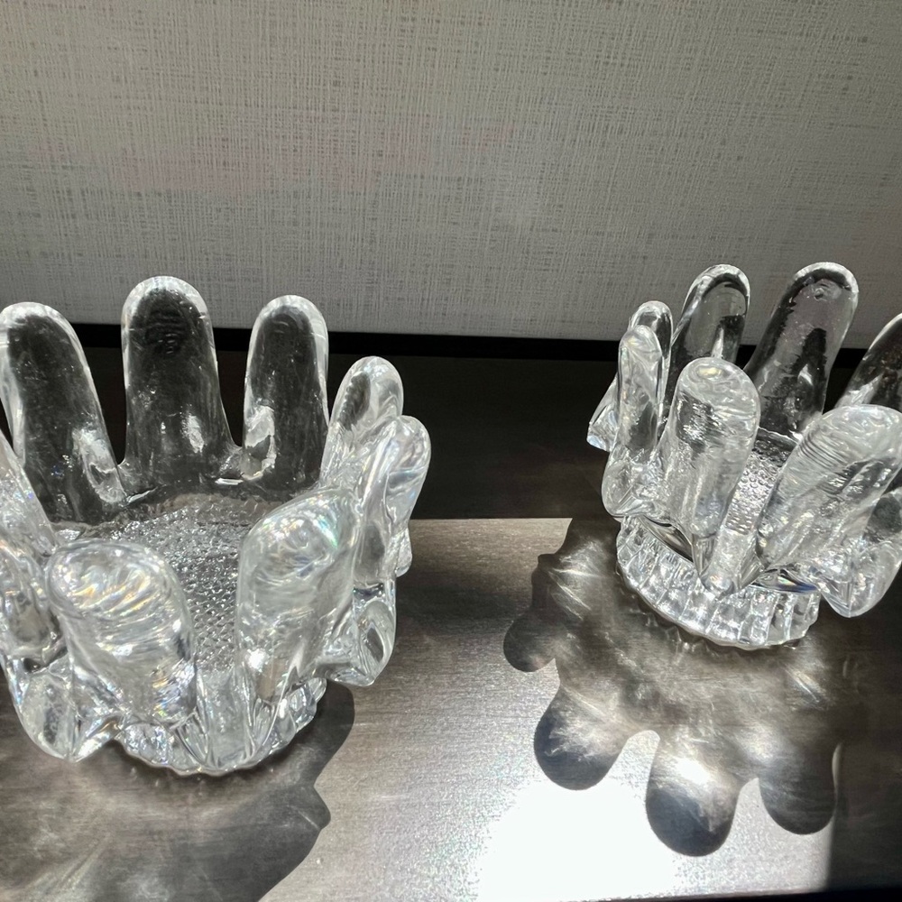 Pair of beautiful vintage Scandinavian crystal candle holders